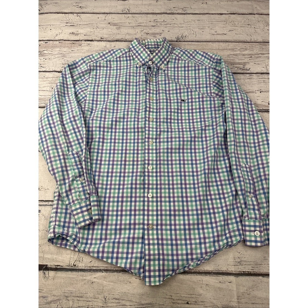 Vineyard Vines Shirt Mens Medium Pastel Plaid Classic Fit Tucker Long Sleeve